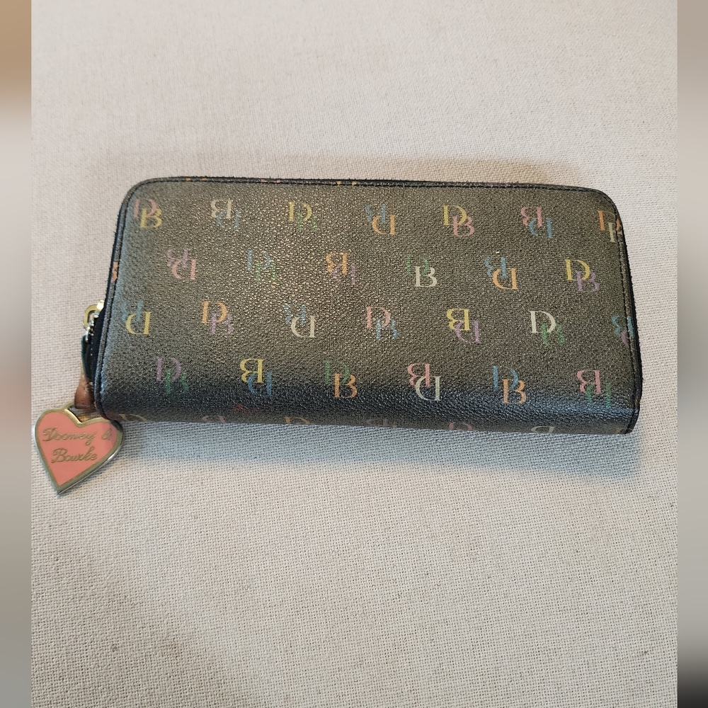 Vintage DOONEY & BOURKE Rainbow Zip Around Wallet Y2K Multi-color & Gray